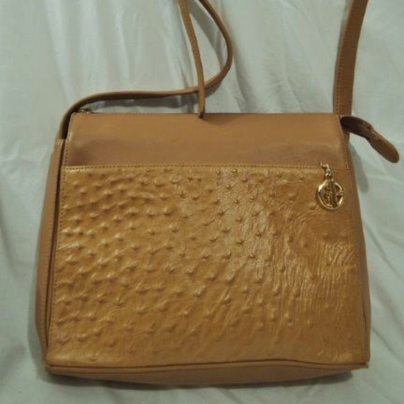 GIANI BERNINI SHOULDER BAG TAN LEATHER TEXTURED - Picture 1 of 6